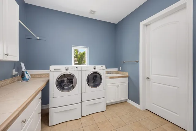Washing machine and dryer in a residential laundry room