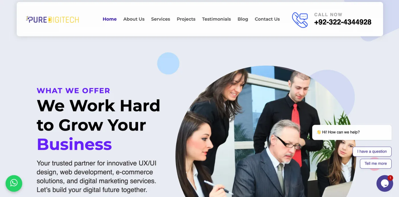 Pure Web Tech website